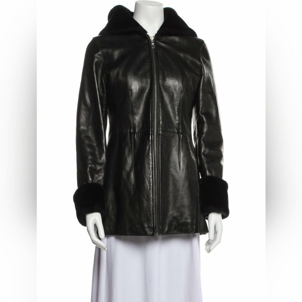 BURBERRY'S LEATHER FUR JACKET WITH HOOD